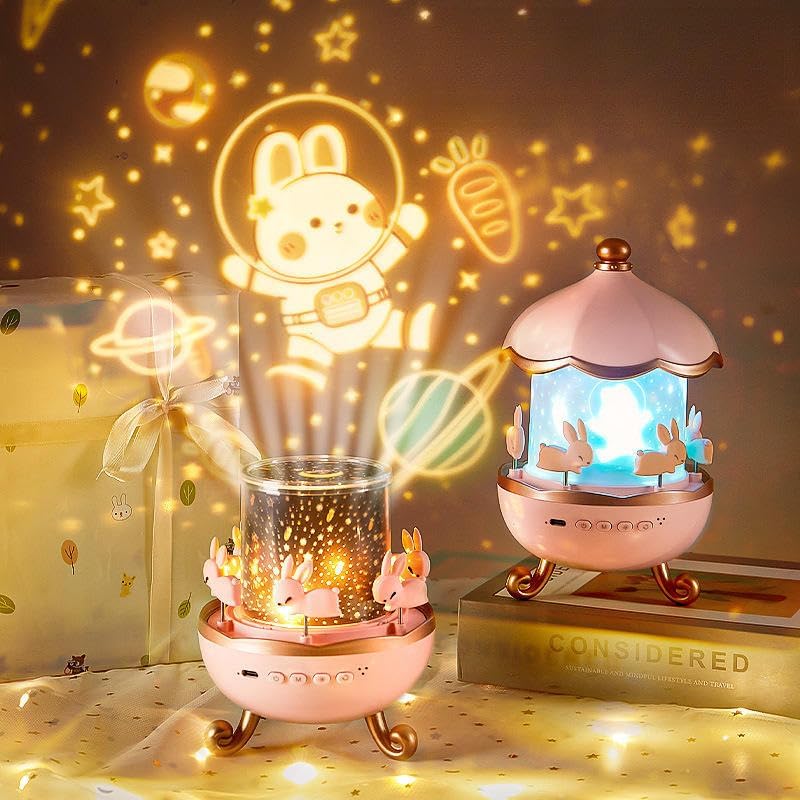 Bunny Carousel Night Light Projector – Soft Light & Calm Sleep | إضاءة هادئة لنوم الأطفال